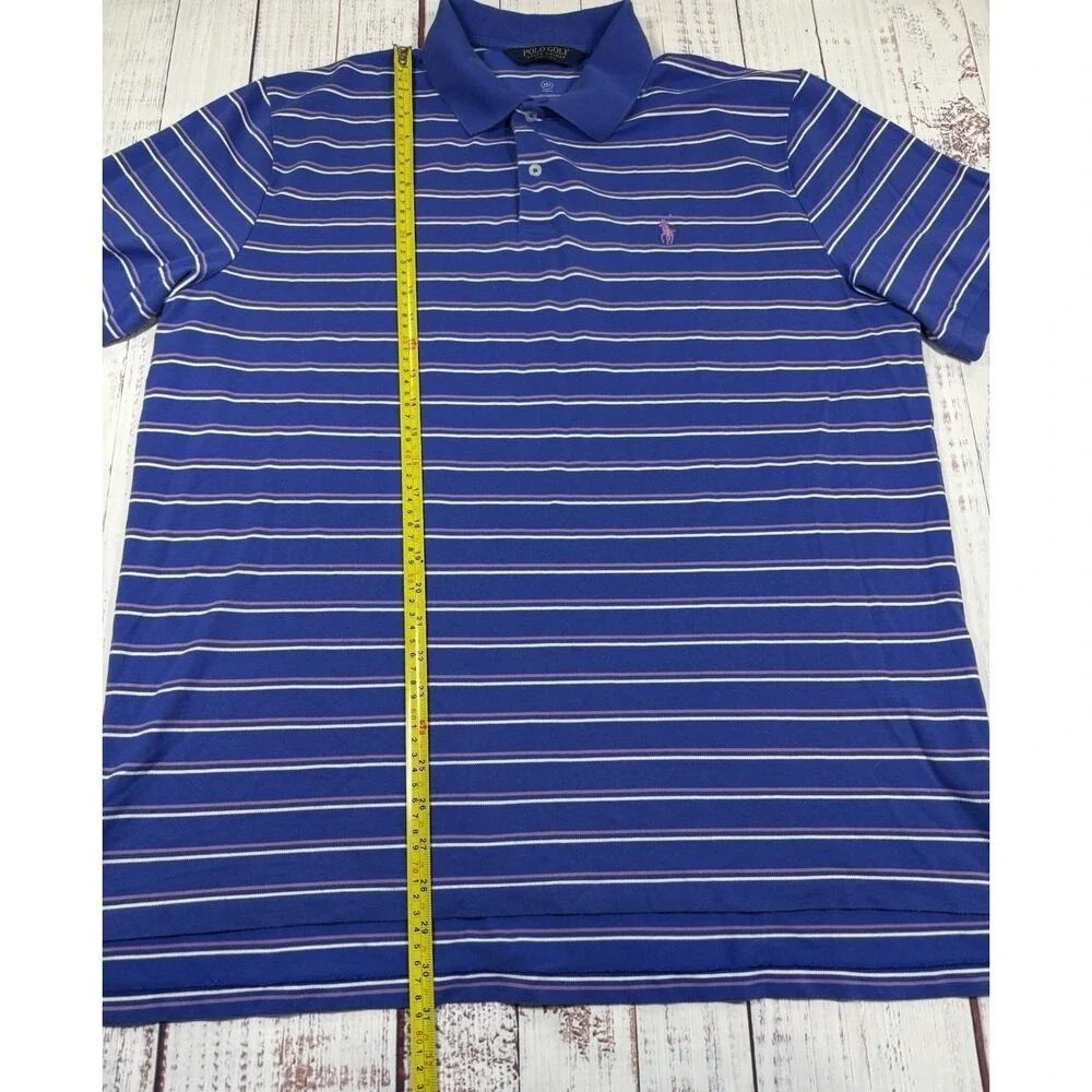 Polo Golf Ralph Lauren Performance Polo Shirt Men's Size XL Blue Striped Wicking